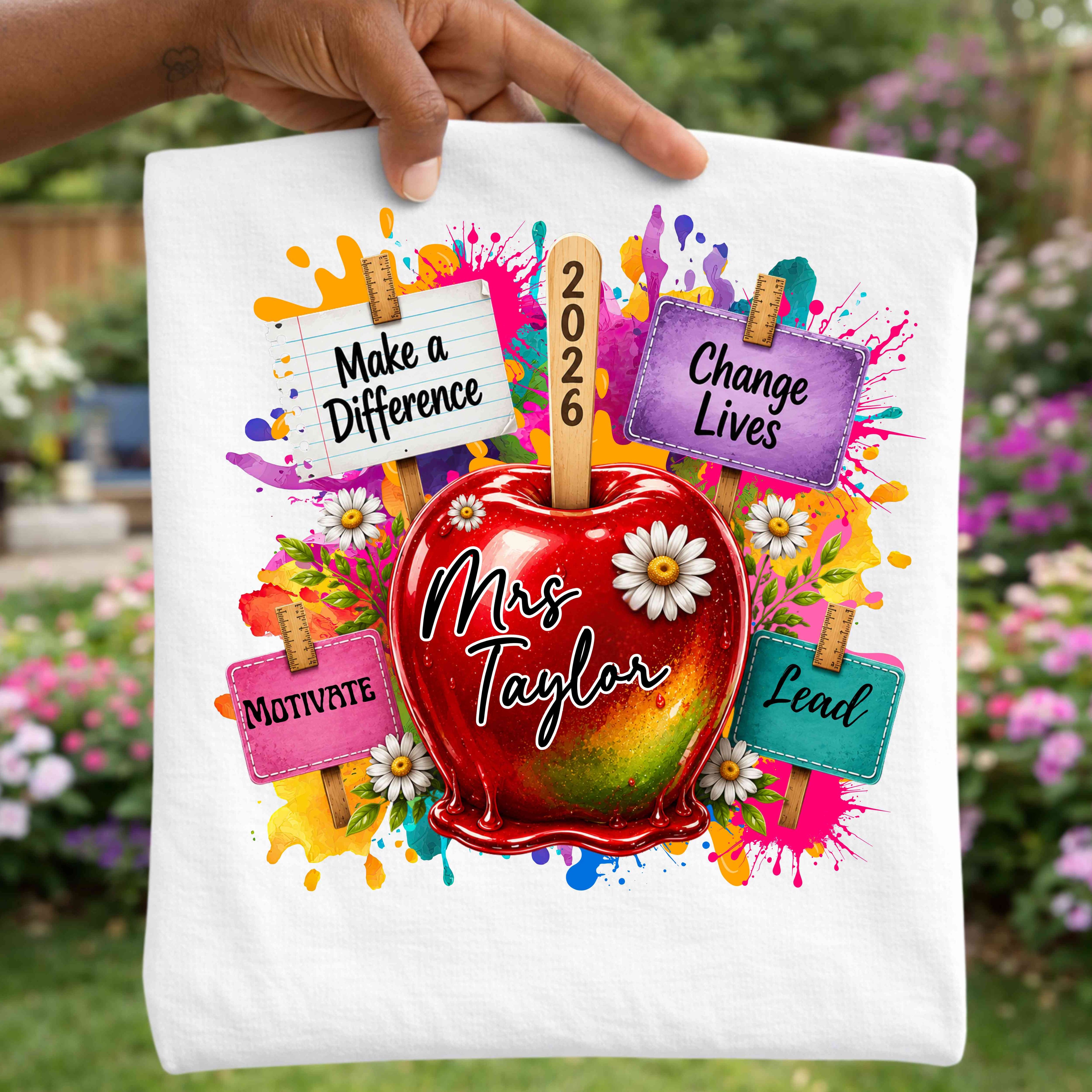 Personalized Teacher Apple T-Shirt | Custom Teacher Name Tee | Back to School Shirt | Teacher Appreciation Gift | 2026 Teacher Tee