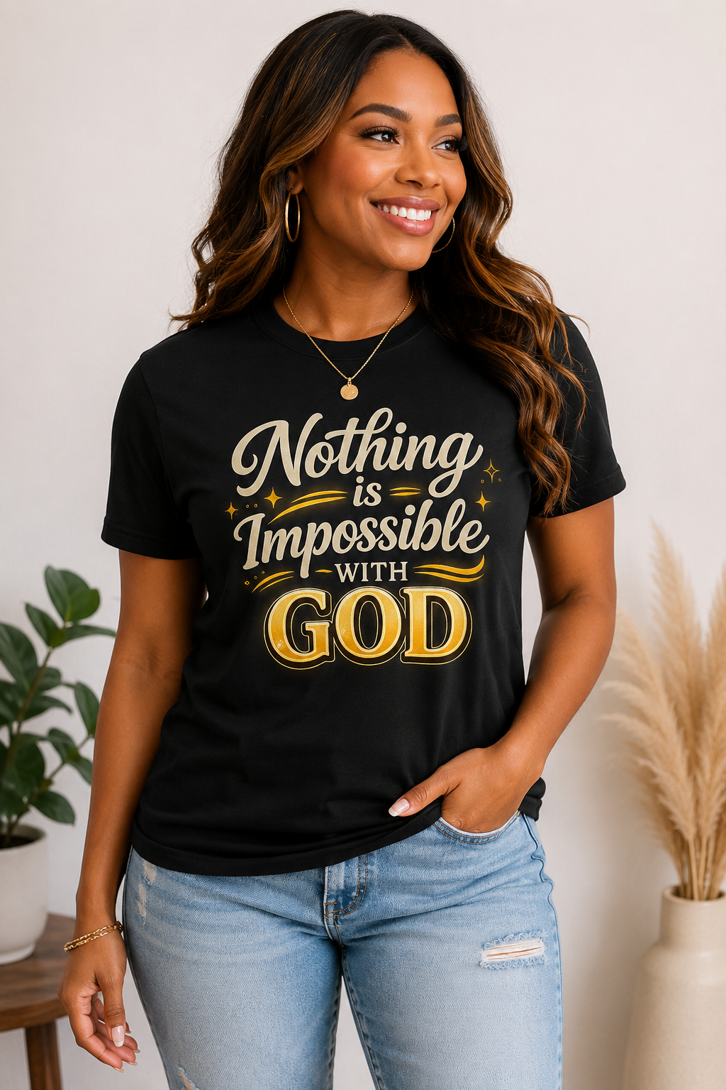 Nothing Is Impossible with God Shirt | Christian Faith T-Shirt | Inspirational Bible Tee | Religious Graphic Tee | Christian Gift | Faith Apparel