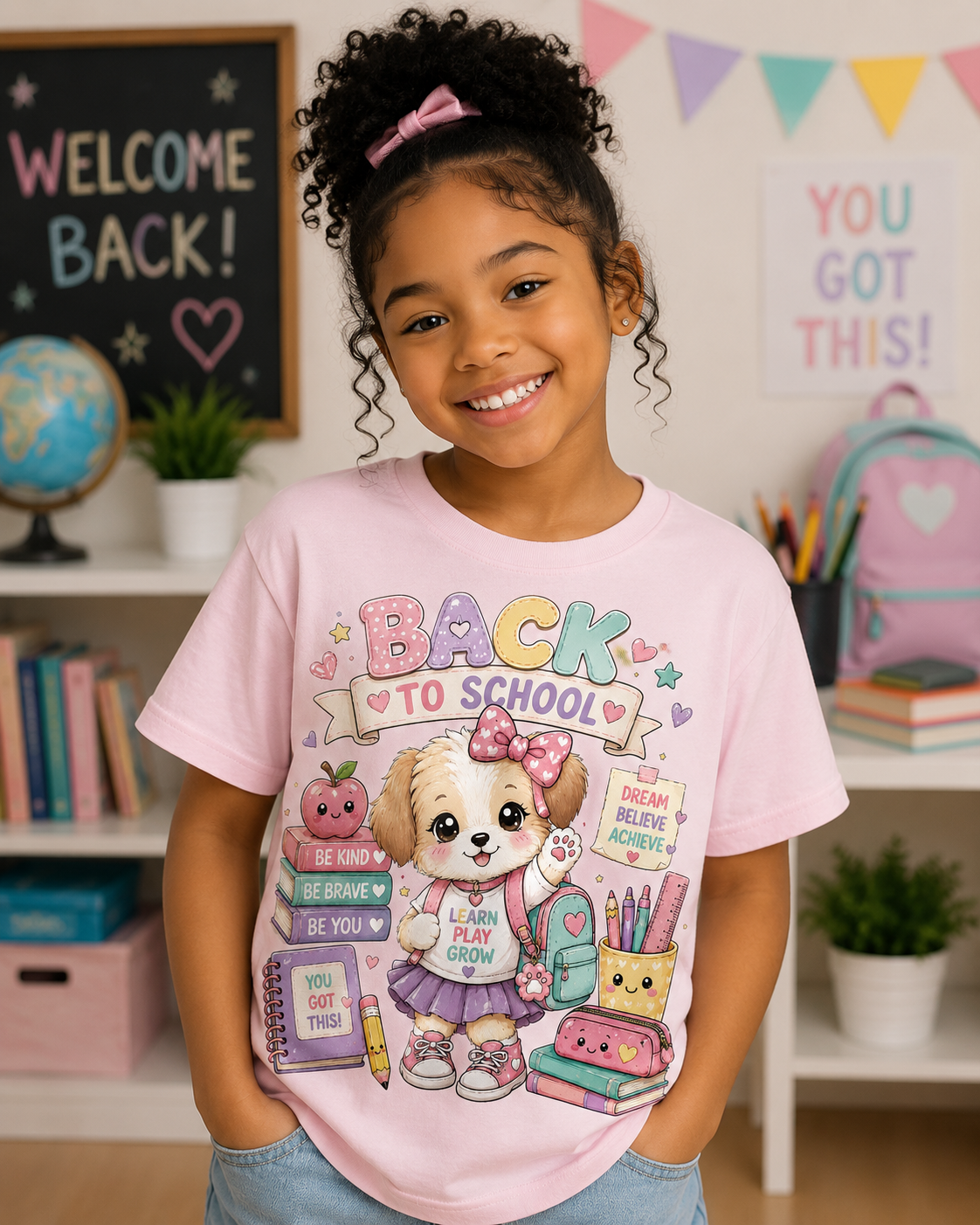 Back to School Puppy Tee | Cute Kawaii School Puppy Shirt | First Day of School Graphic Tee | Youth