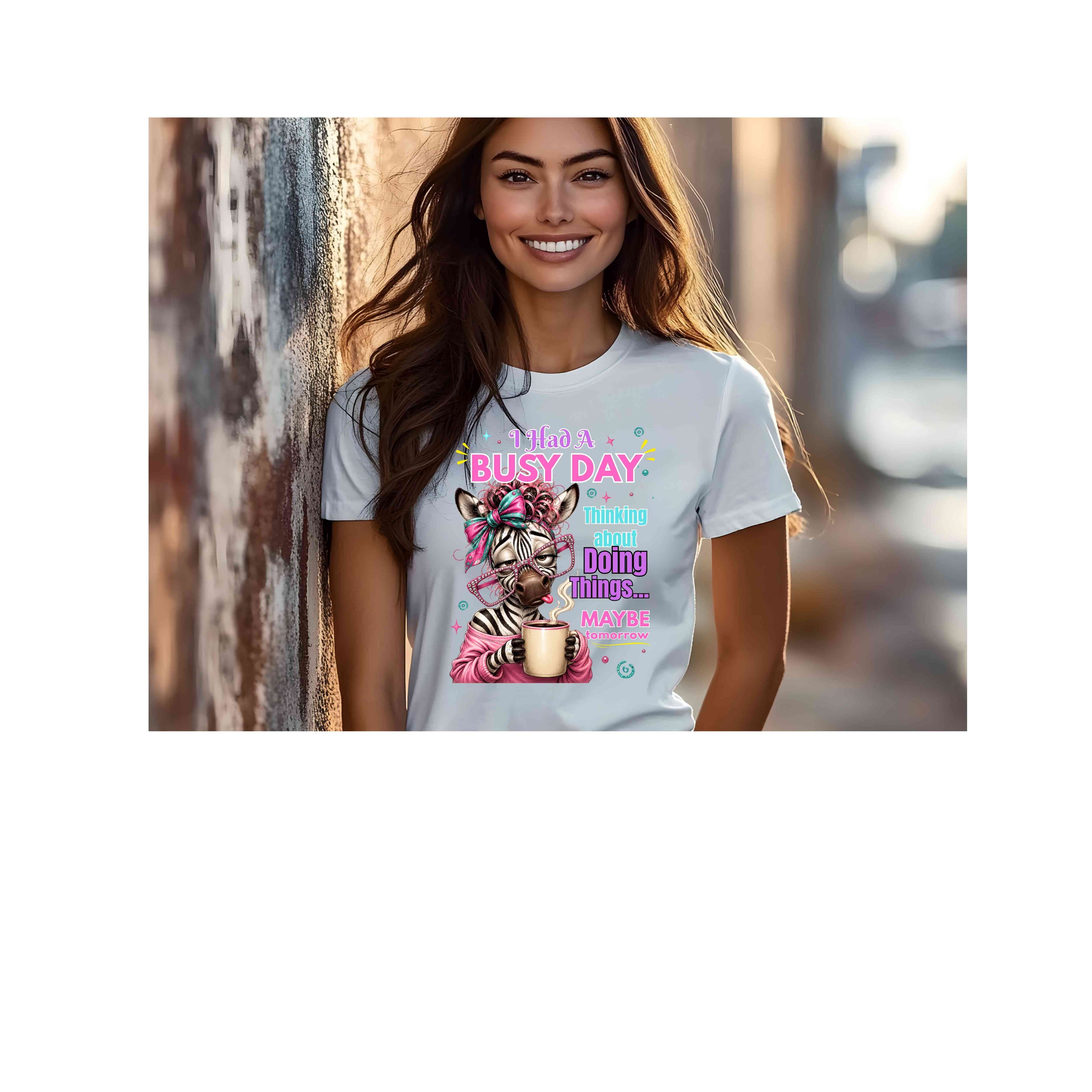 Busy Day Zebra Graphic Tee | Funny Procrastination Shirt