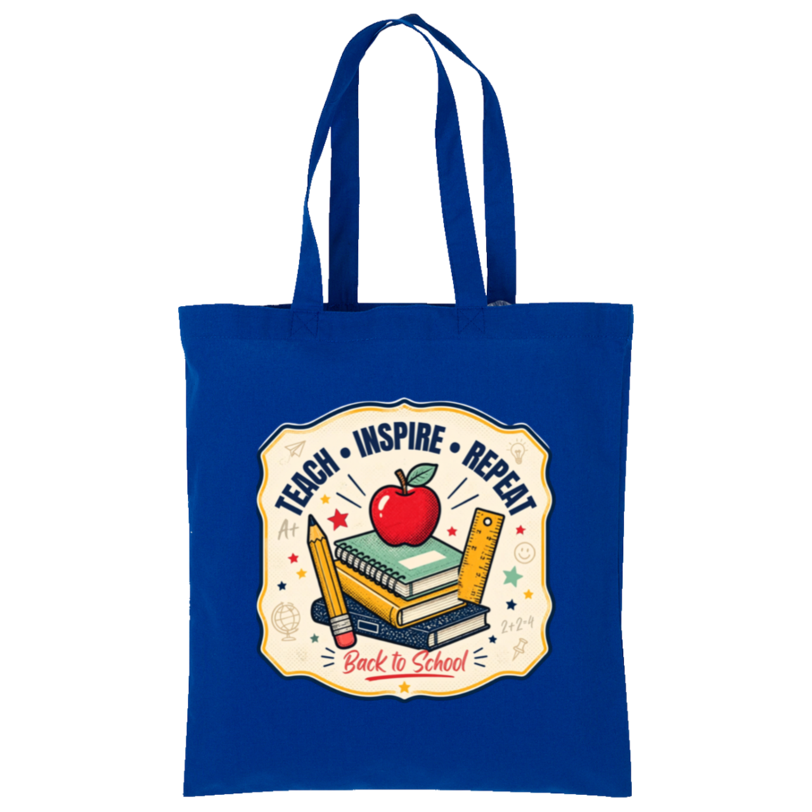Teach Inspire Repeat teacher tote bag - True Royal