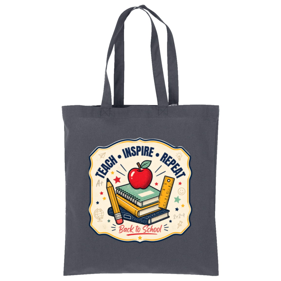 Teach Inspire Repeat teacher tote bag - Storm Grey