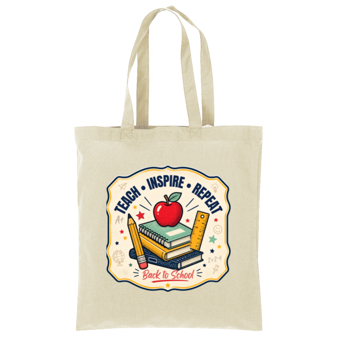 Teach Inspire Repeat teacher tote bag - Natural