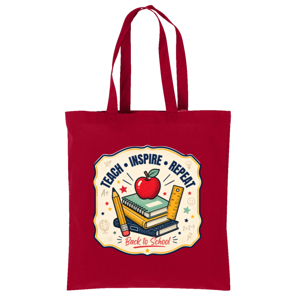 Teach Inspire Repeat teacher tote bag - Deep Red