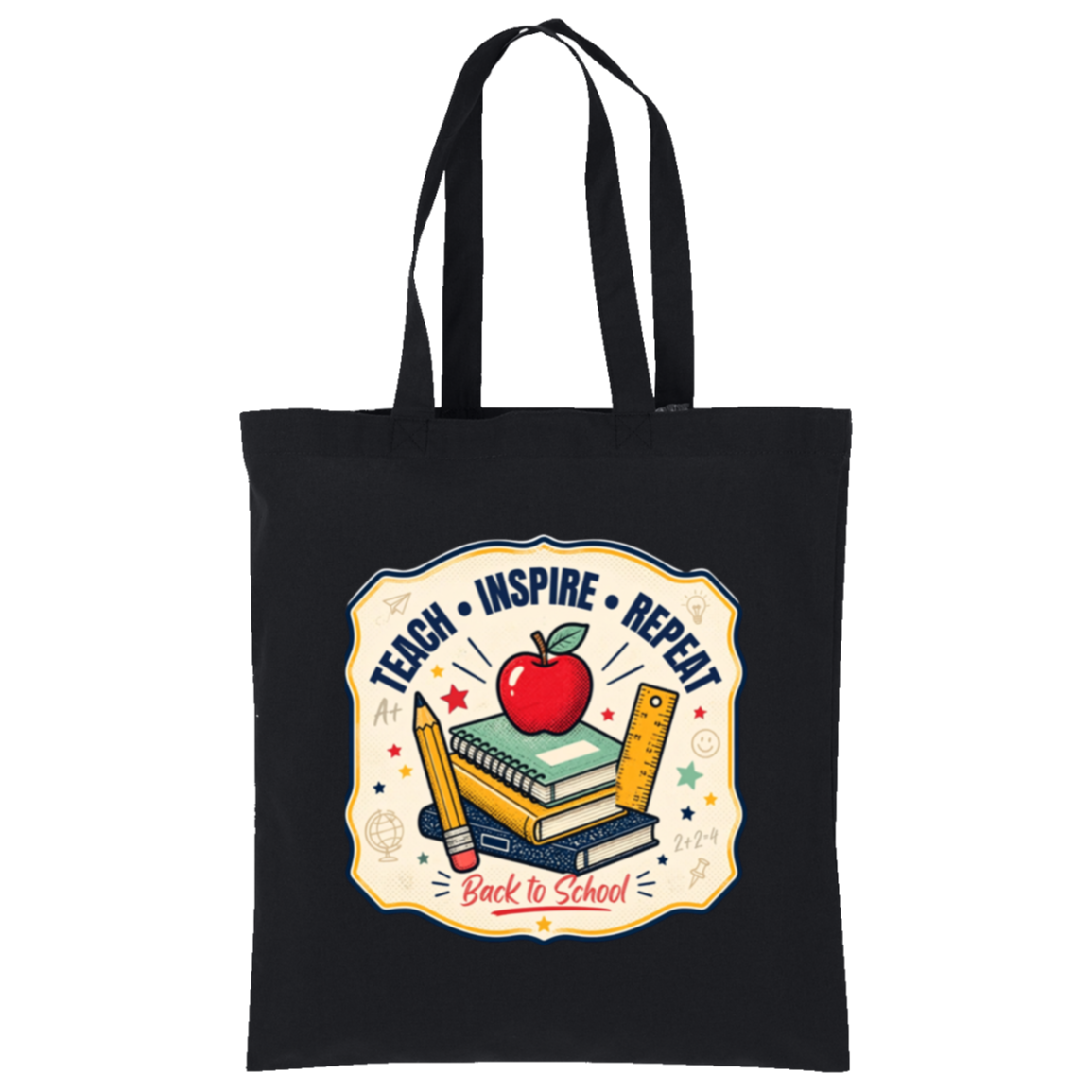 Teach Inspire Repeat teacher tote bag - Deep Black