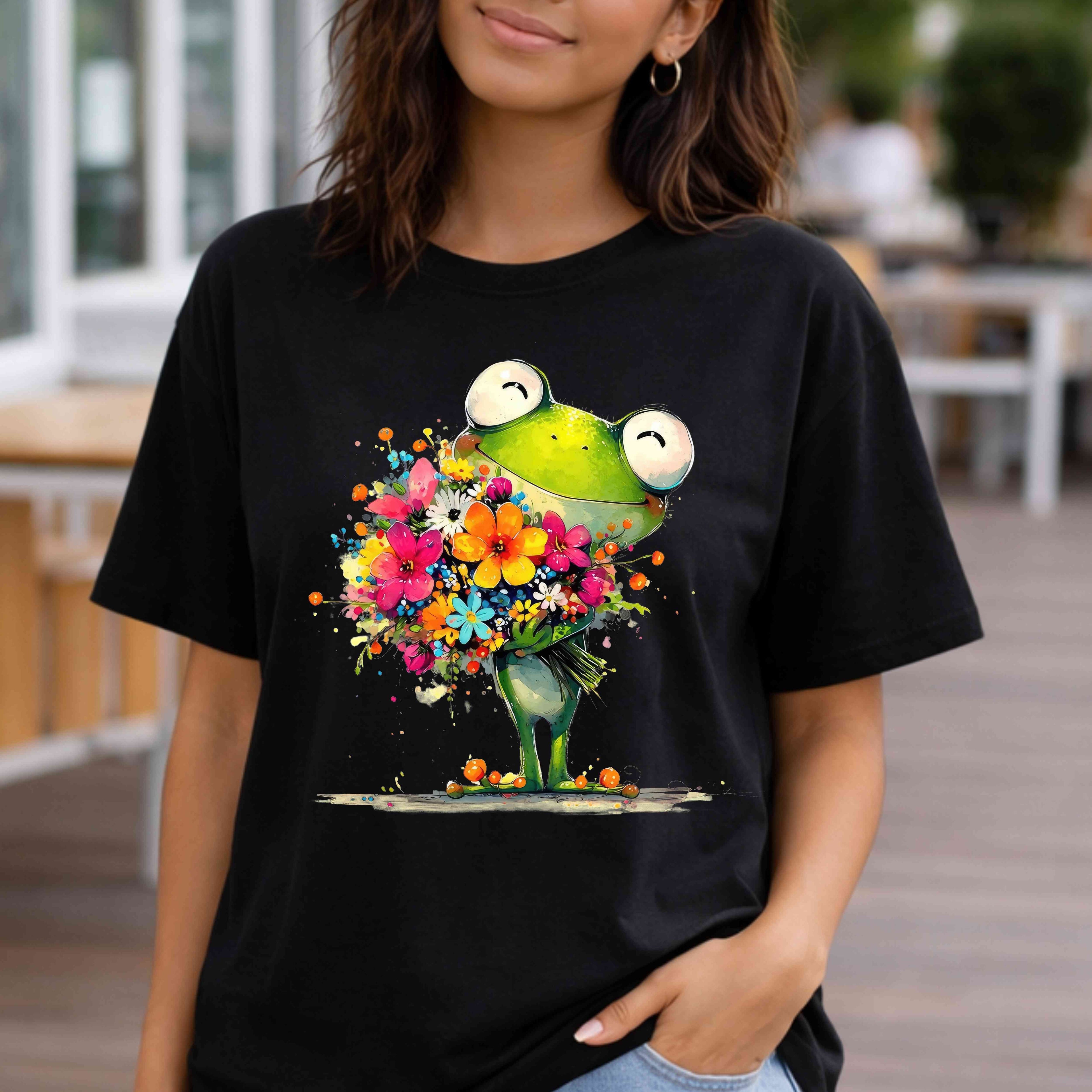 Frog with Flowers Graphic Tee