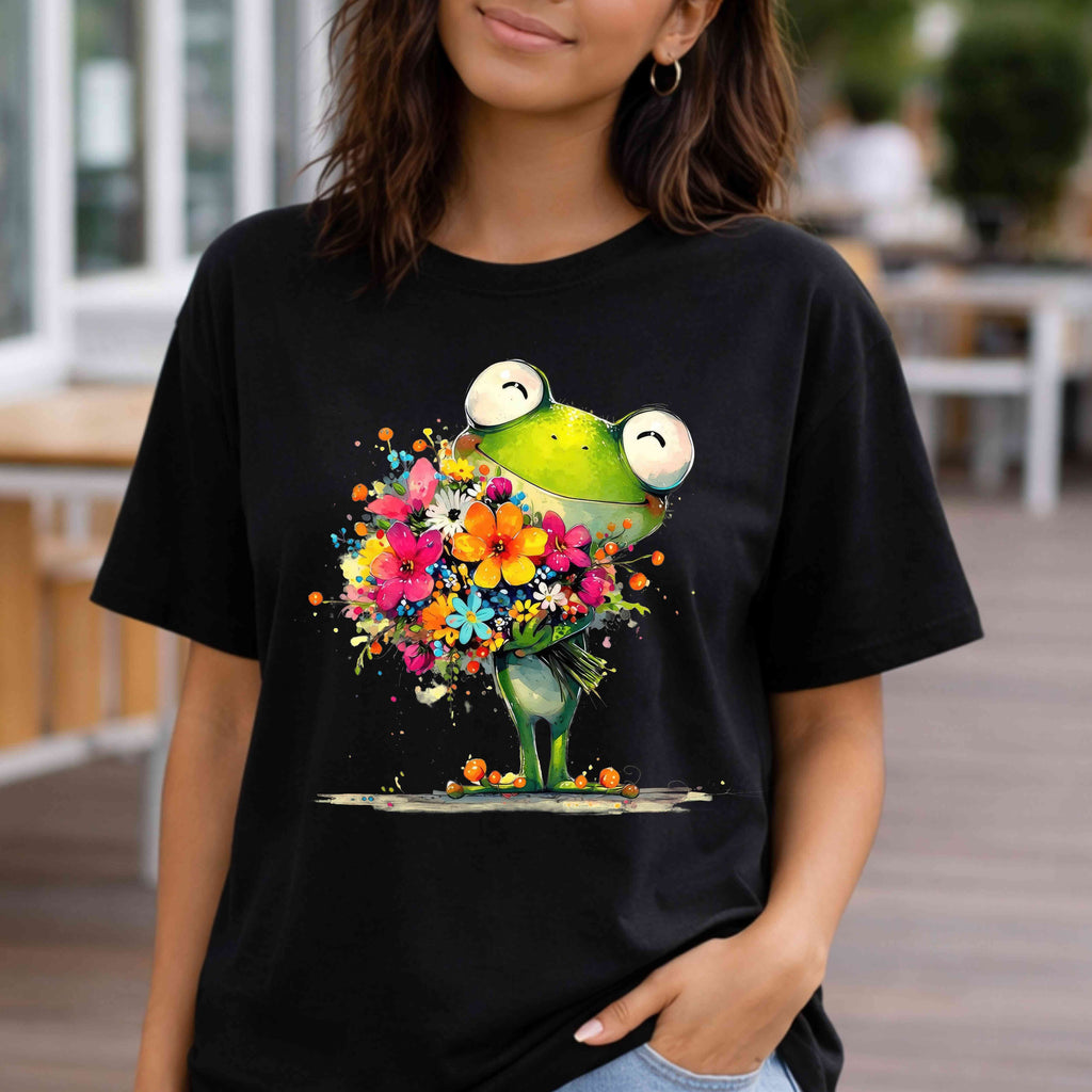 Watercolor Frog Bouquet Tee | Frog Lover Gift
