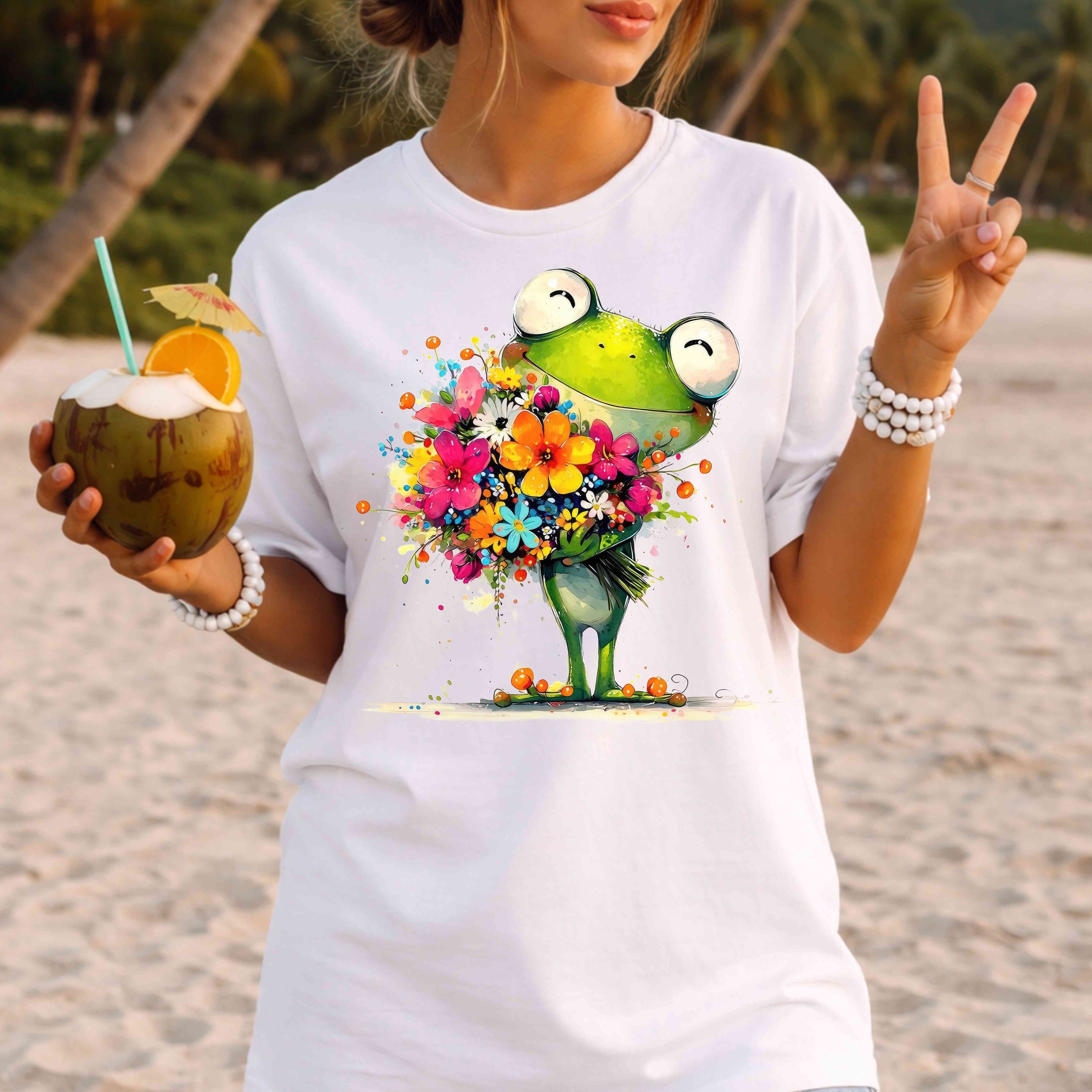 Watercolor Frog Bouquet Tee | Frog Lover Gift