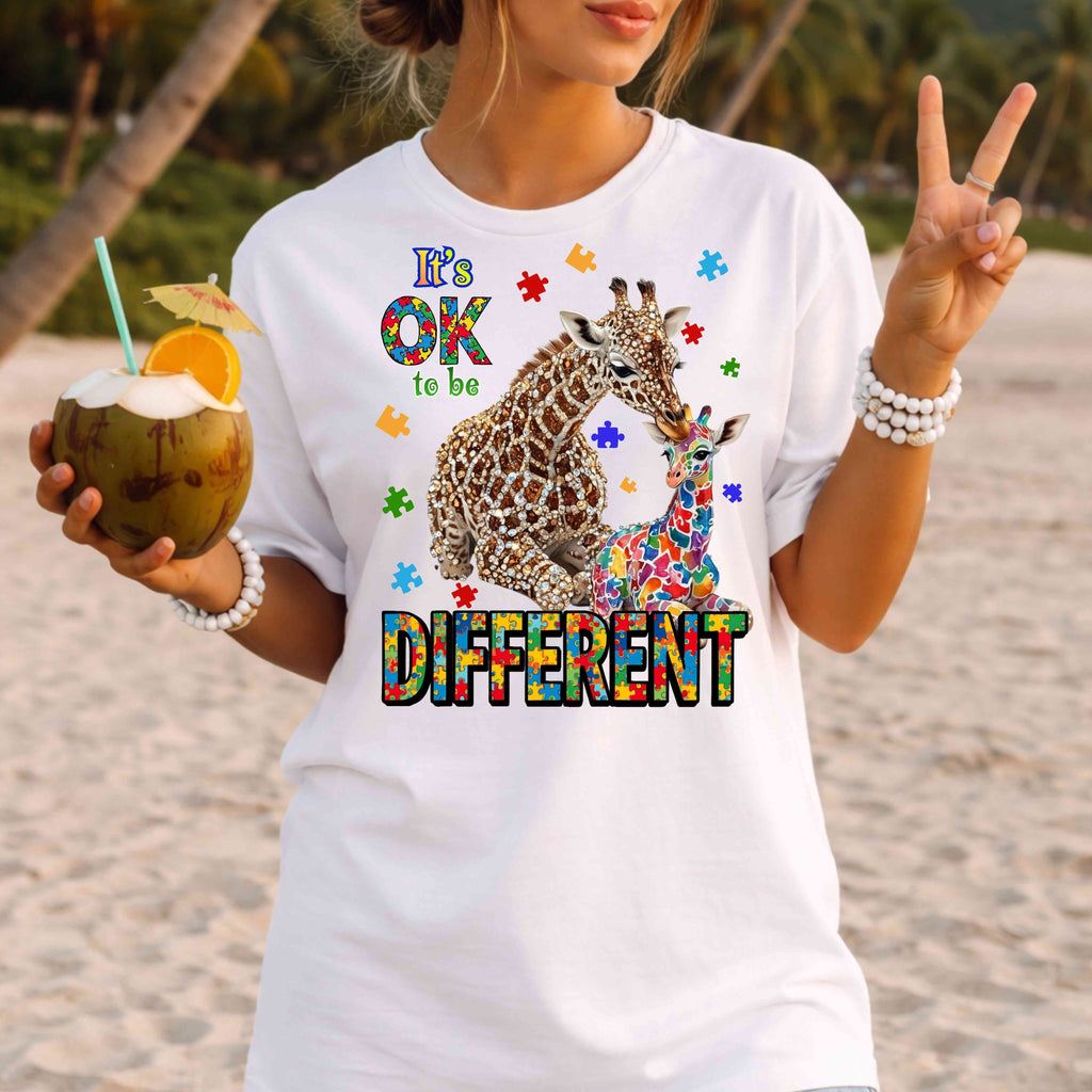 It's OK to Be Different | Autism Awareness Giraffe T-Shirt