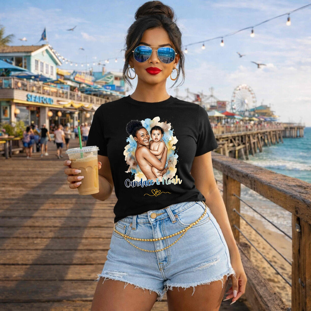 Custom Mom & Baby Portrait T-Shirt | Personalized Gift for Mom