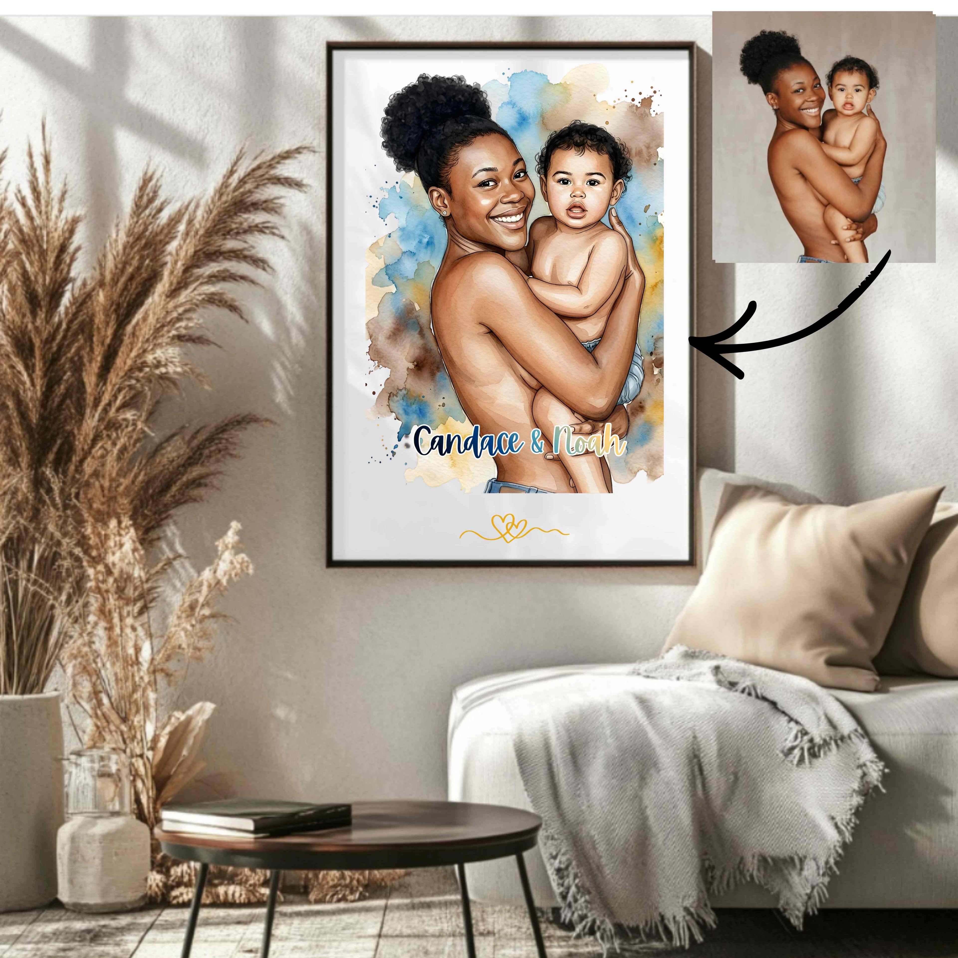 Custom Mom & Baby Portrait T-Shirt | Personalized Gift for Mom