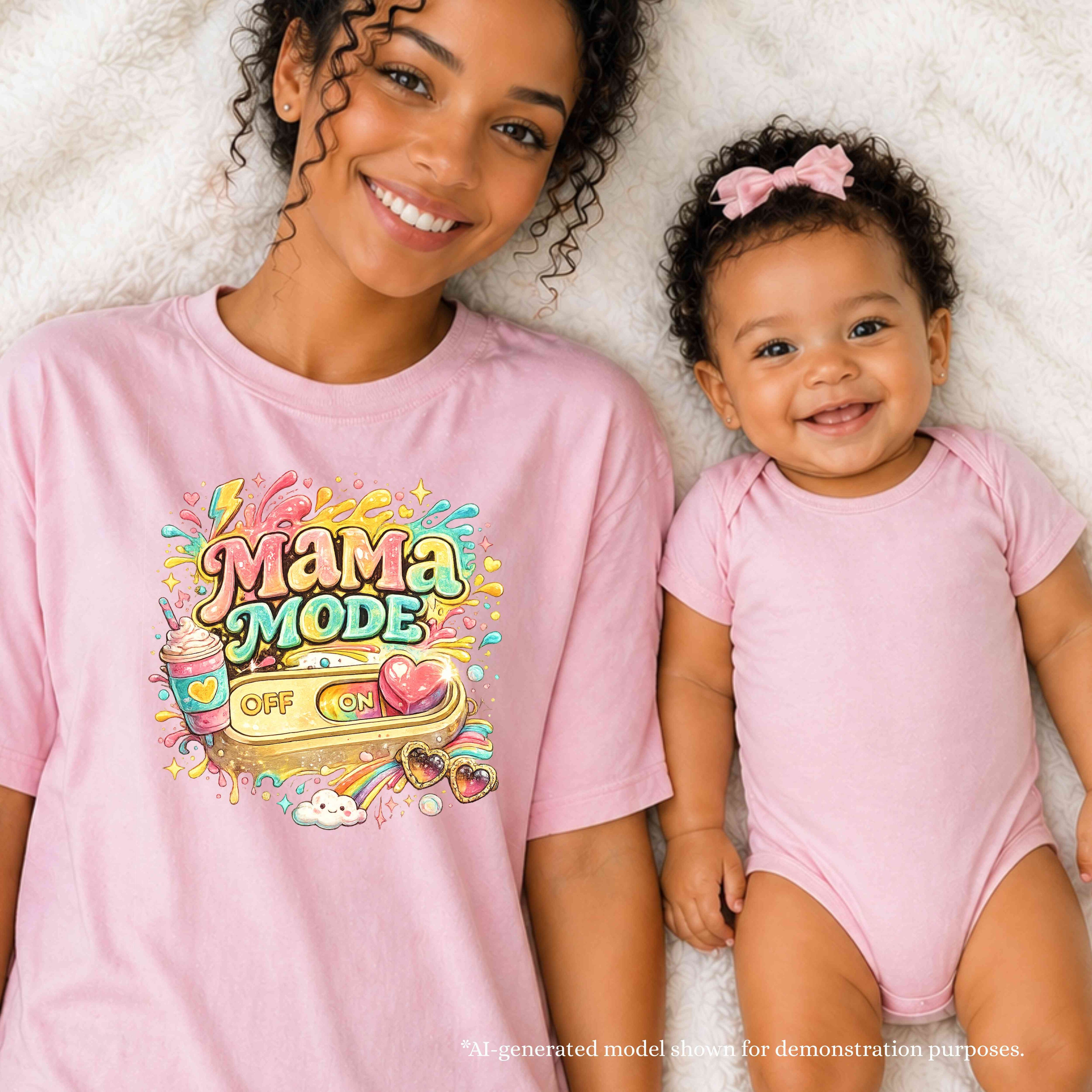 Mama Mode ON Graphic Tee | Pink Coquette Mom Shirt | Mother's Day Gift