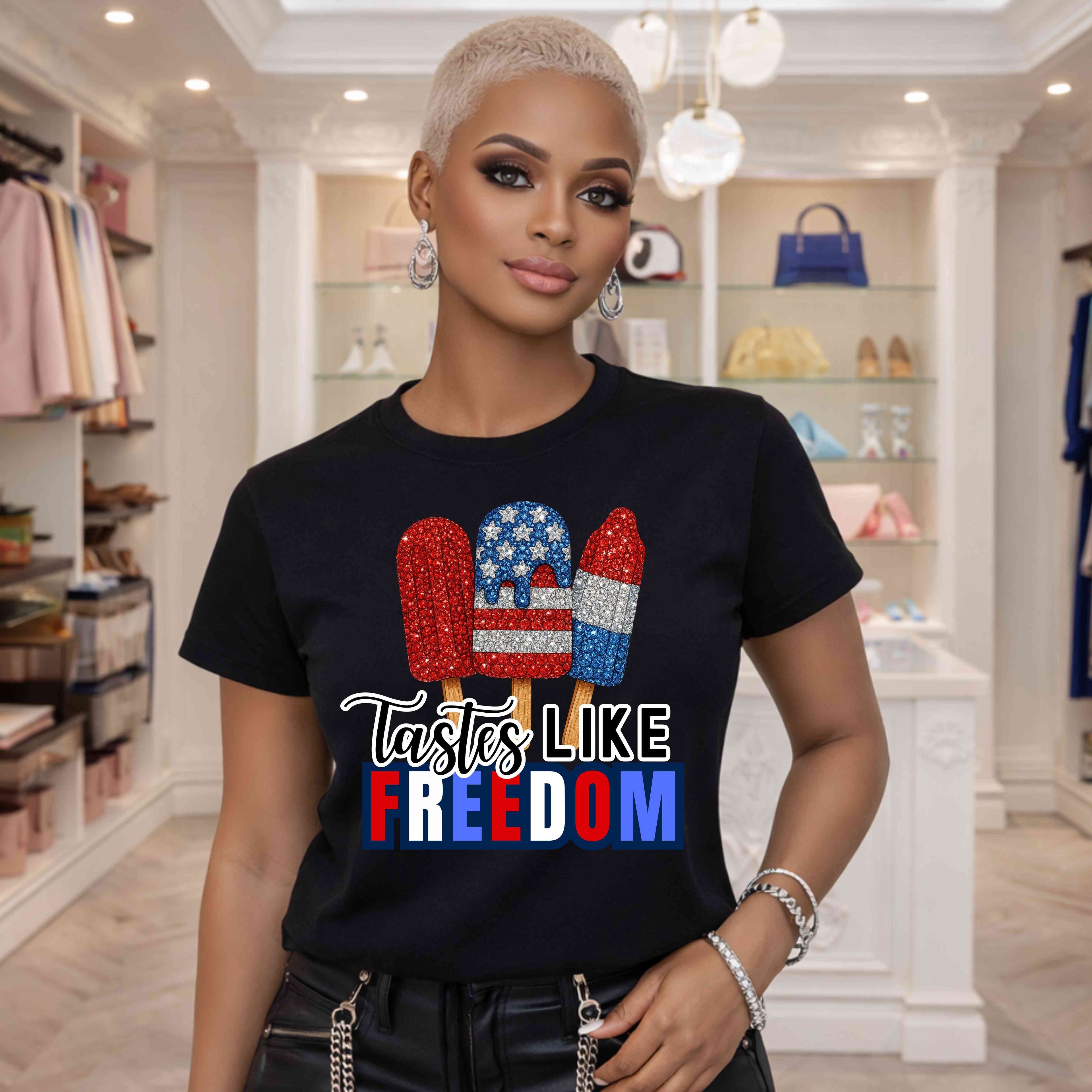 Tastes Like Freedom Patriotic Popsicle Shirt | Fourth of July Graphic Tee | Red White & Blue Summer Shirt