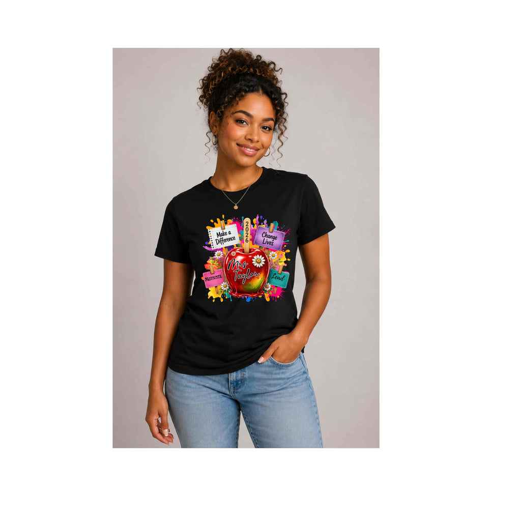 Personalized teacher apple shirt design preview