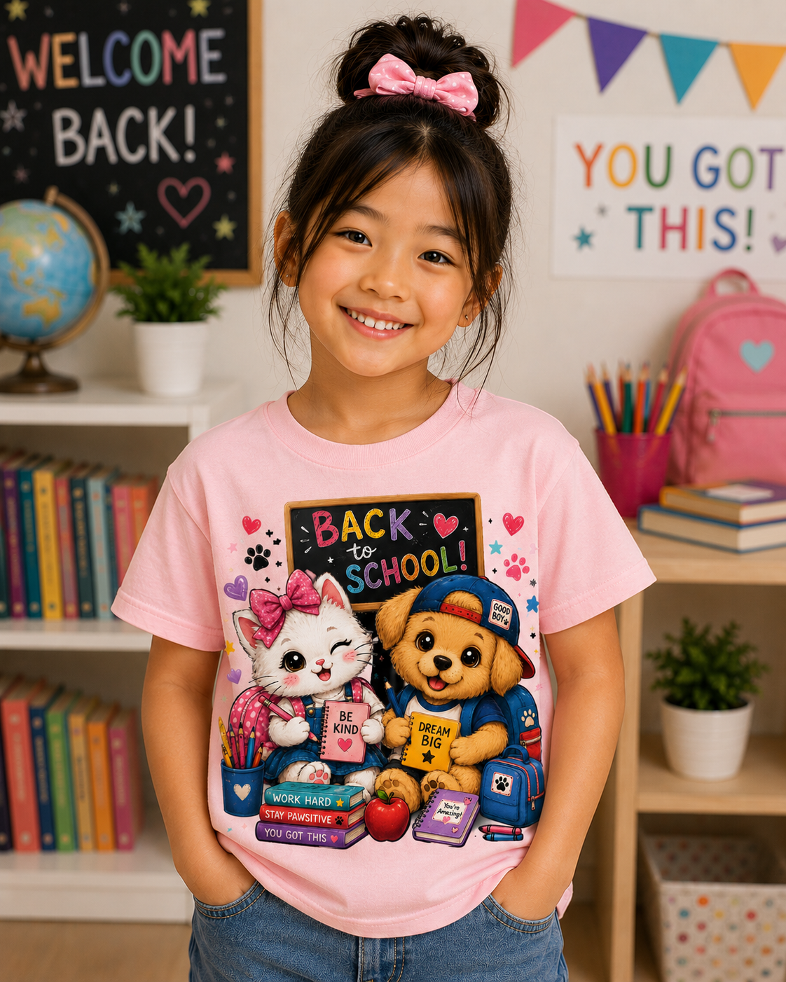 Back to School Best Friends Tee | Kitty & Puppy School Shirt | Cute Kawaii Graphic Tee | First Day of School Outfit