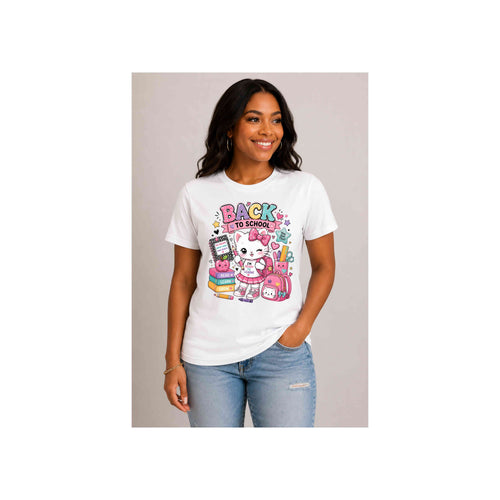 Back to School Kawaii Kitty Graphic Tee | Cute Teacher & Student Shirt | Pink School Cat T-Shirt | First Day of School Gift