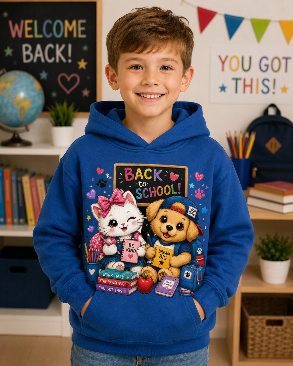 Back to School Best Friends Hoodie | Kitty & Puppy School Hoodie | Cute Kawaii Hoodie | First Day of School