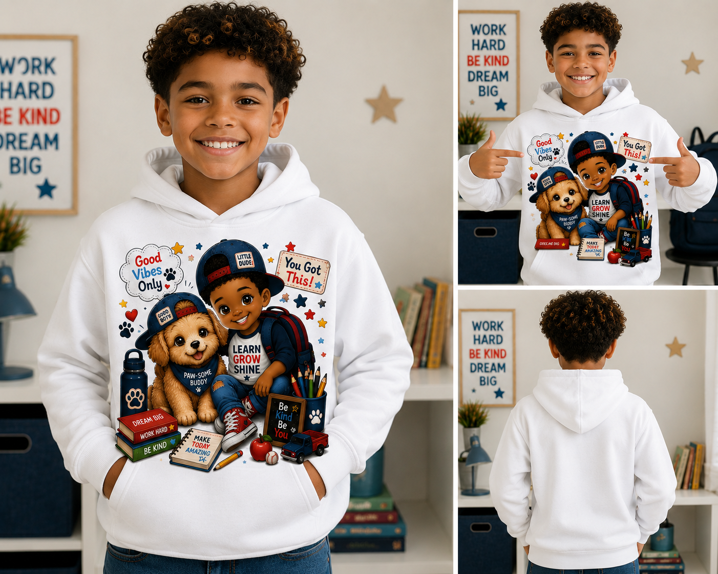 Back to School Best Buddies Hoodie | Little Boy & Puppy Hoodie | Cozy School Hoodie | Kawaii Dog Hoodie