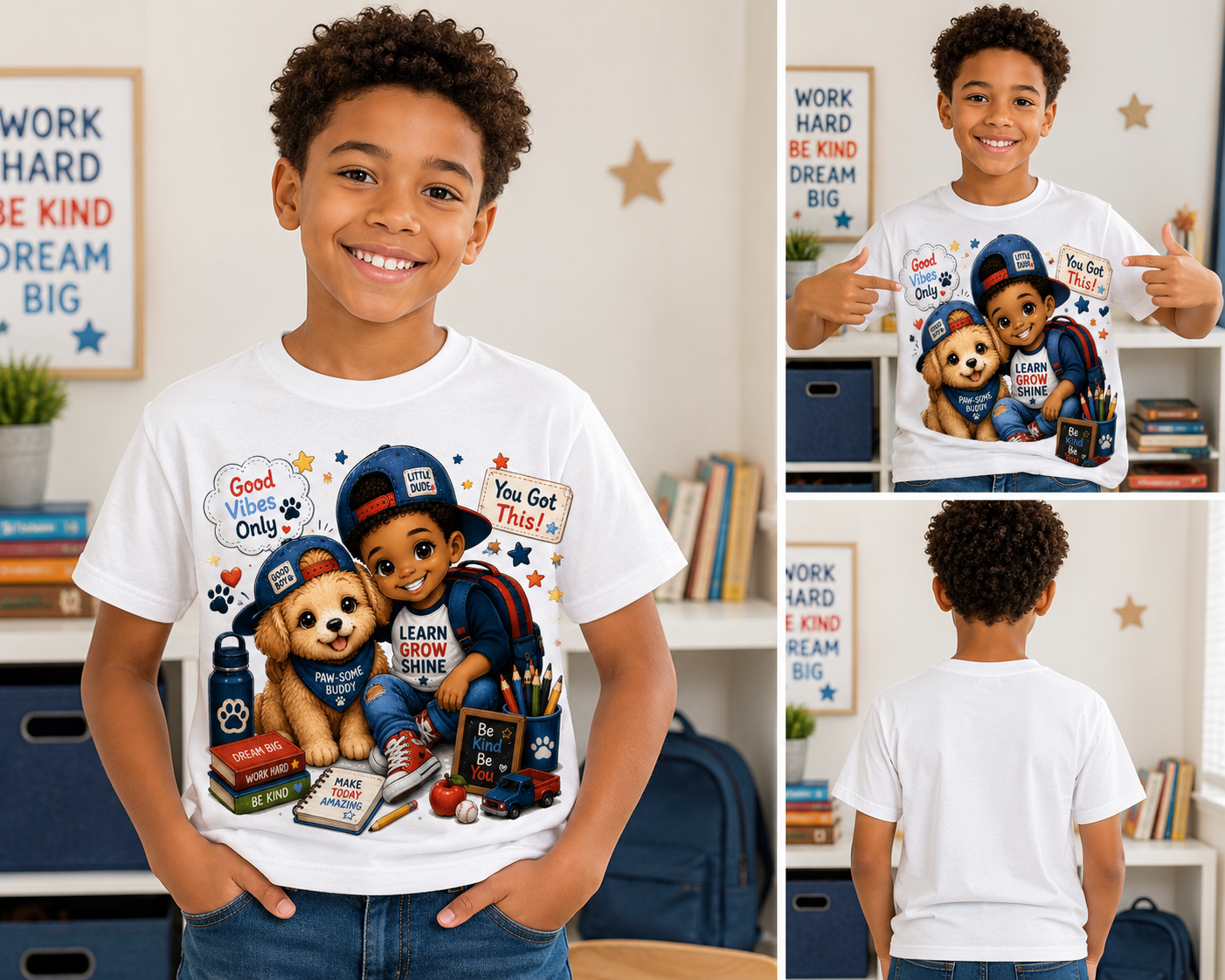 Back to School Best Buddies Tee | Little Boy & Puppy Shirt | First Day of School | Cute Kawaii School Tee