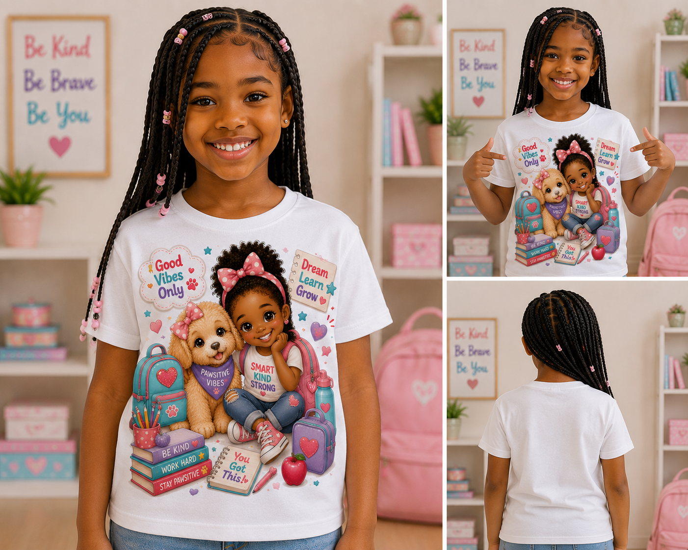 Back to School Best Friends Tee | Little Girl & Puppy Shirt | First Day of School | Cute Kawaii School Graphic Tee