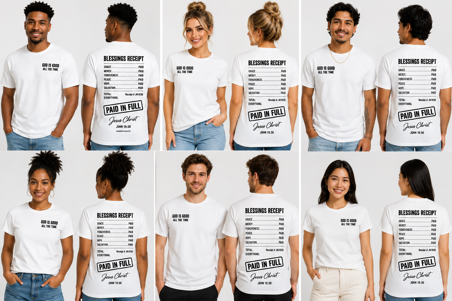 God Is Good All the Time Tee | Blessings Receipt Christian Shirt | Paid in Full Faith T-Shirt