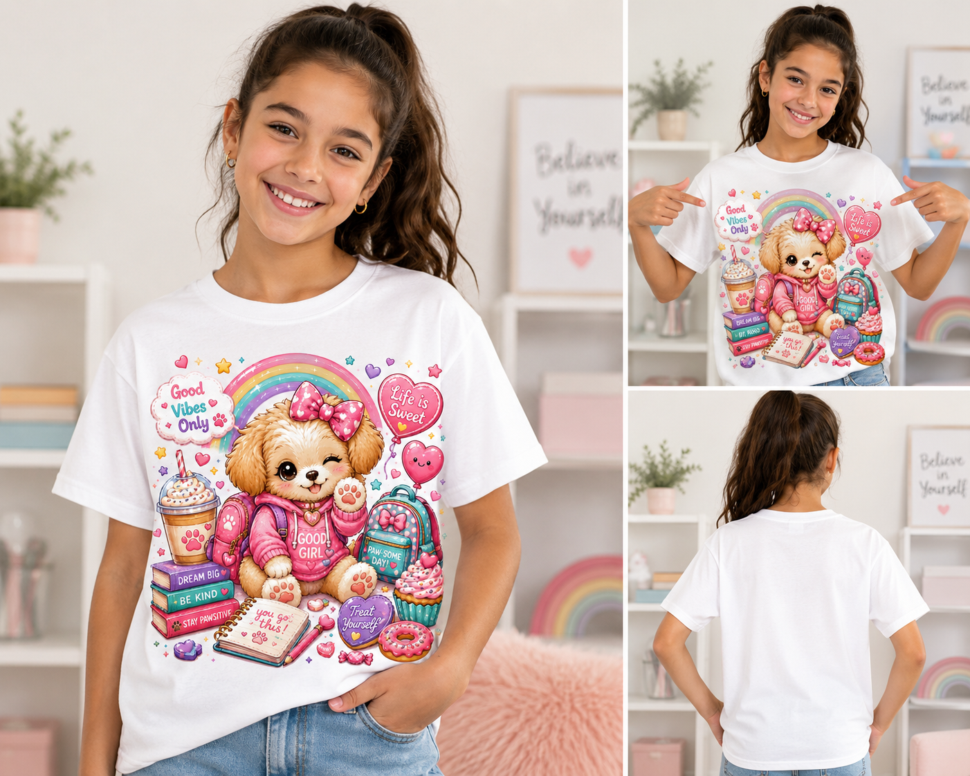 Good Girl Puppy Tee | Cute Kawaii Puppy Shirt | Pastel Dog Lover Shirt | Positive Vibes Graphic Tee