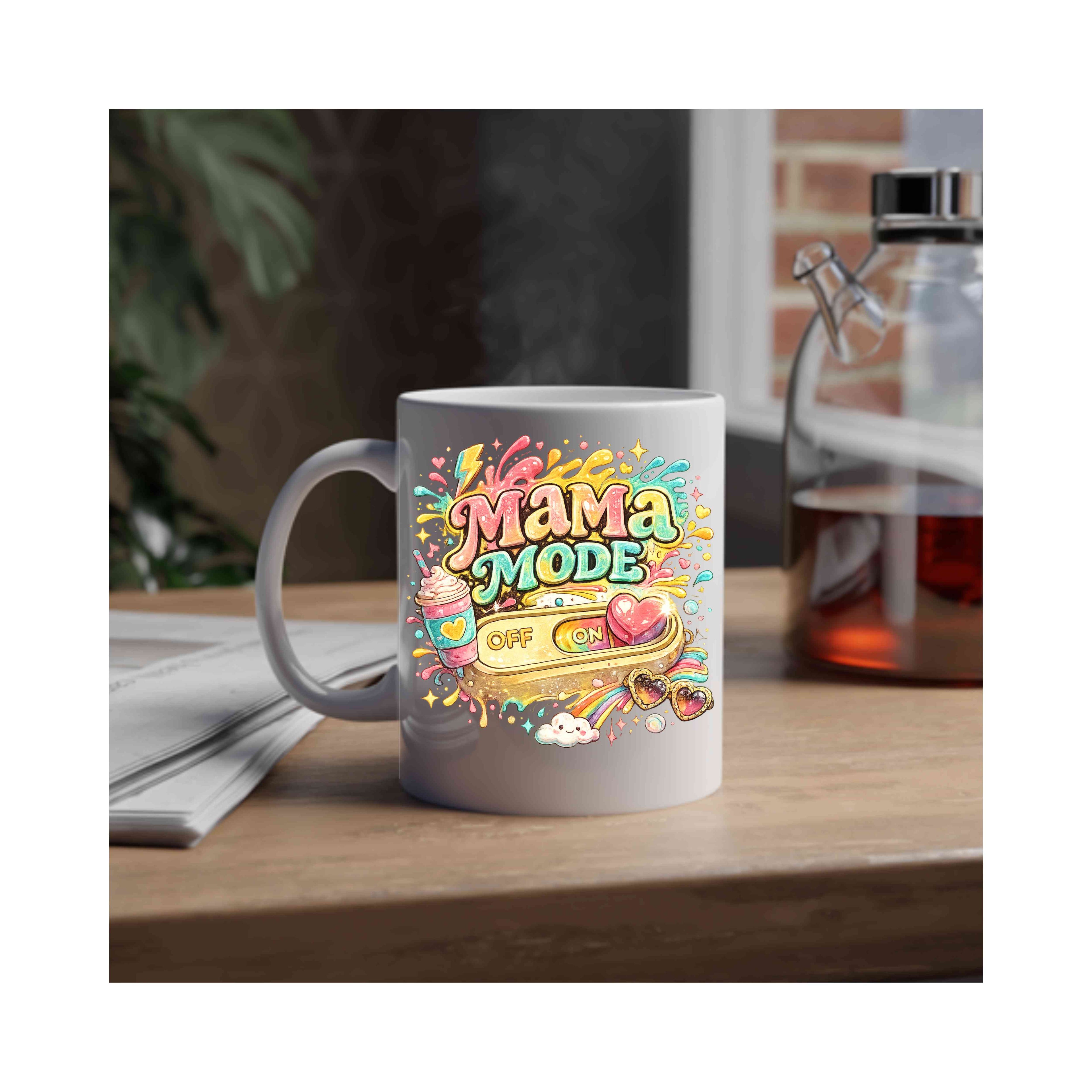 Mama Mode Coffee Mug | Colorful Retro Mom Mug | Funny Mom Coffee Cup | Mother's Day Gift