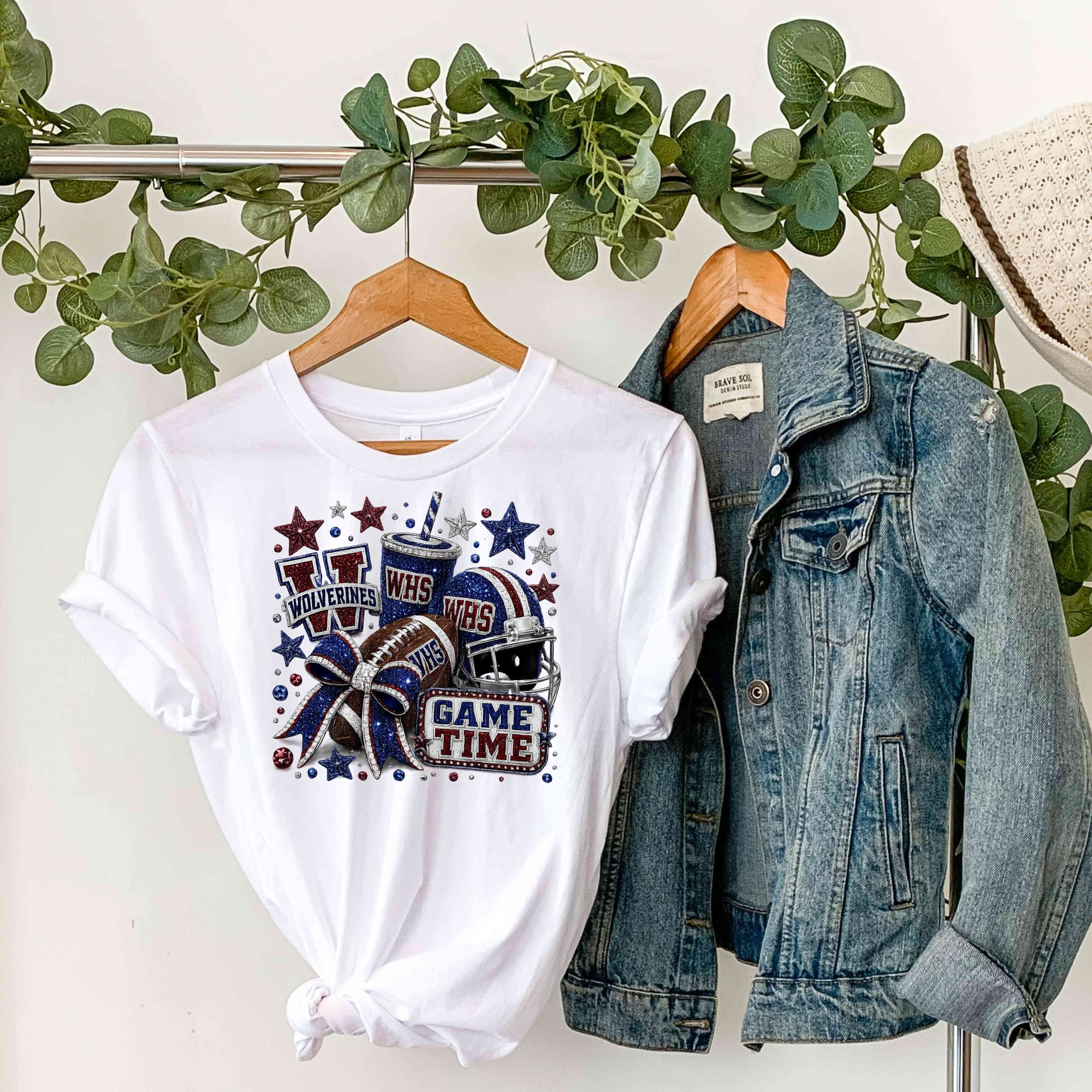 WHS Wolverines Game Day Shirt | Football Mom Rhinestone Spirit Tee