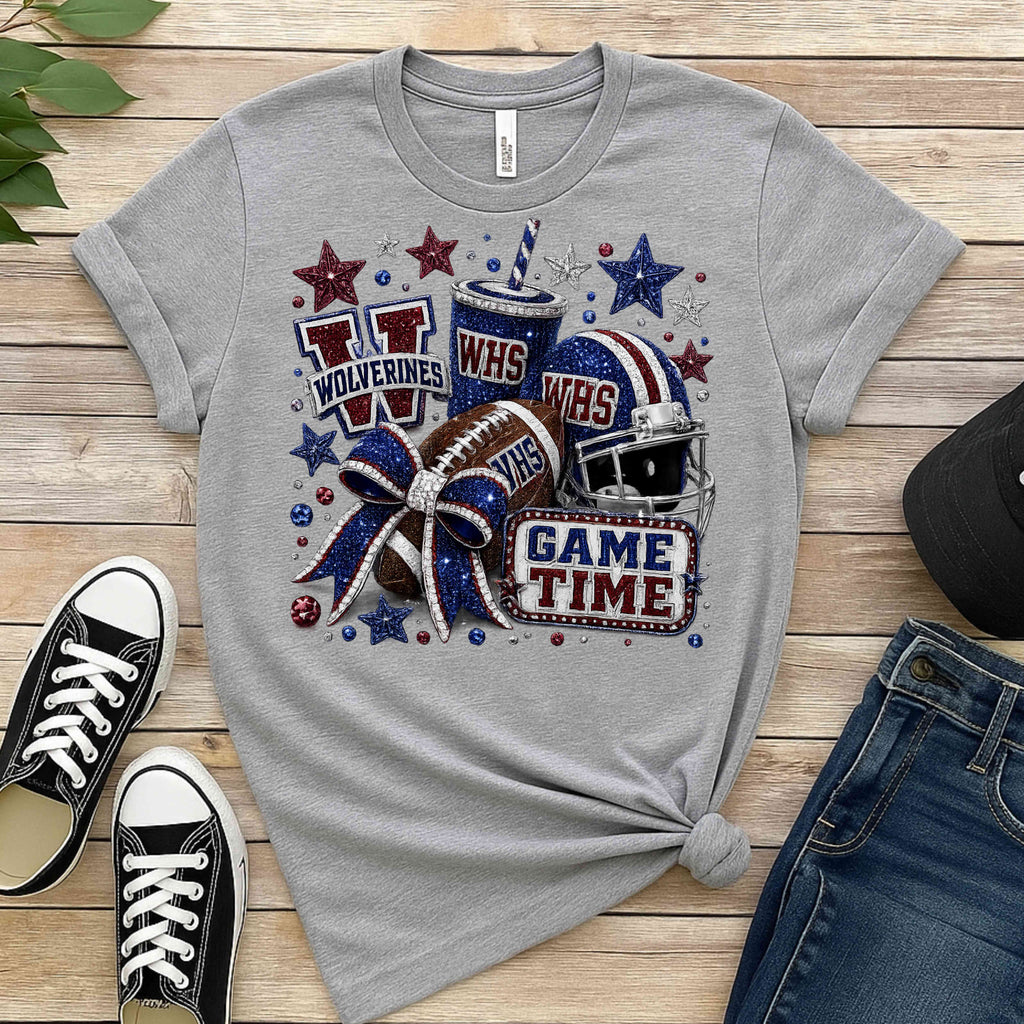 WHS Wolverines Game Day Shirt | Football Mom Rhinestone Spirit Tee